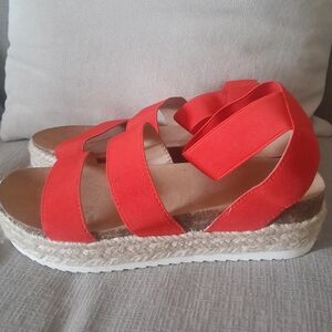 Time and Tru Red Espadrille Sandals